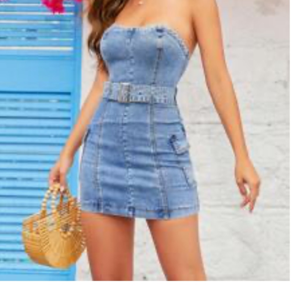 Denim Strapless Mini Dress